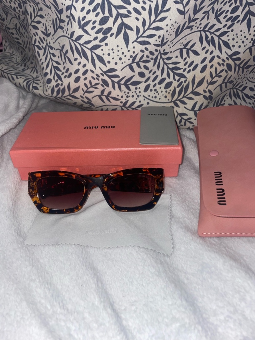 Miu Miu Tortoiseshell Square Sunglasses with Brown Gradient Lenses